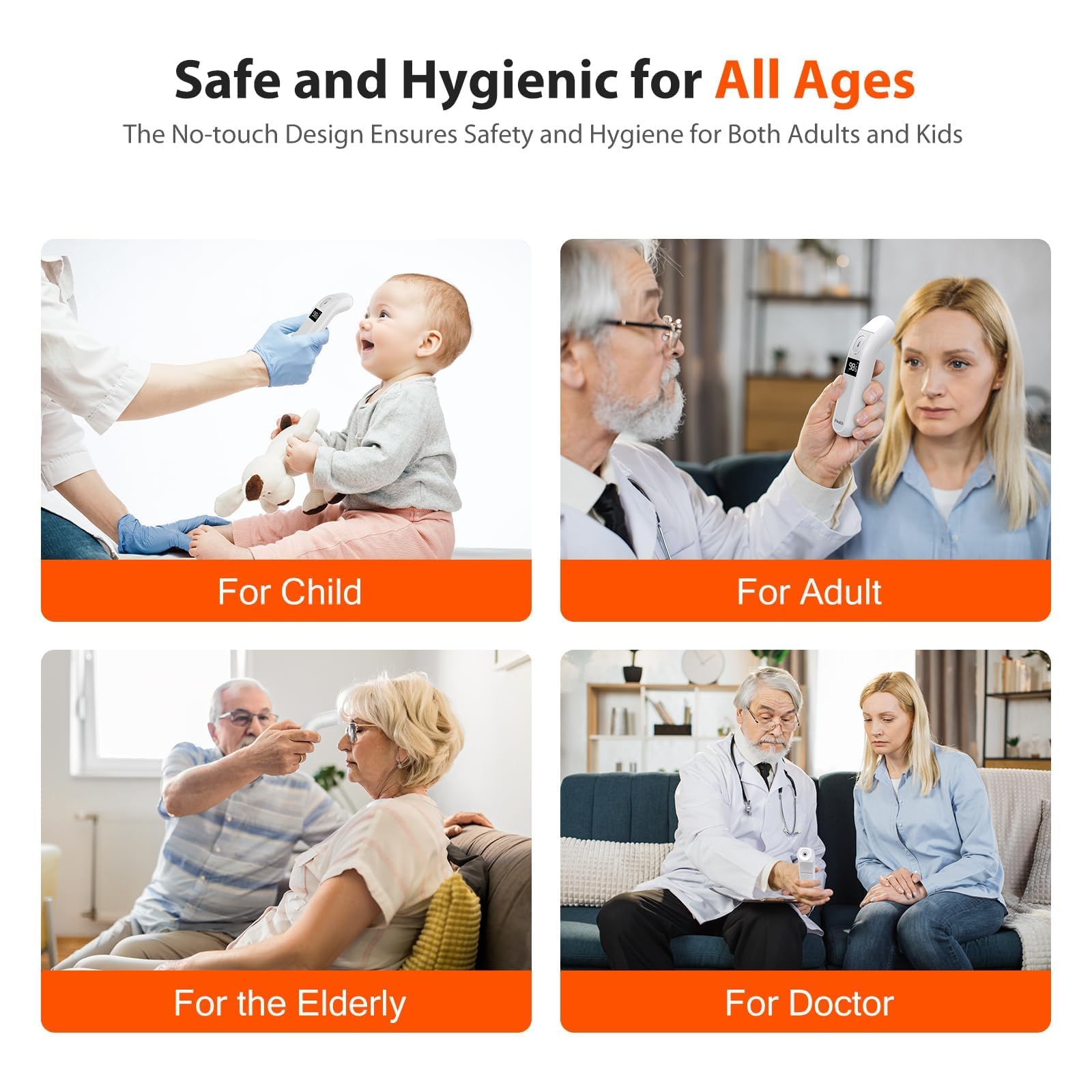 iHealth Digital Thermometer for Adults and Kids - Infrared Forehead Thermometer with Color Fever Indicator - Touchless, Fast, Accurate Results in 1 Second - Silent Mode, Easy-to-use for Home - PT2L