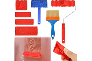Wood Graining Painting Tool Set 7 Pieces Wood Grain Tool, Soft Rubber Grain Roller Painting Tool with Handle, Diverse Coating