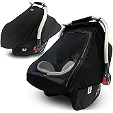 Car-Seat Canopies-Covers for Babies - Durable Baby Car Seat Cover for Boy Girl,Privacy and Sun Shield Protetion with Bug Net Dustproof for Infants Car Seat Spring Summer
