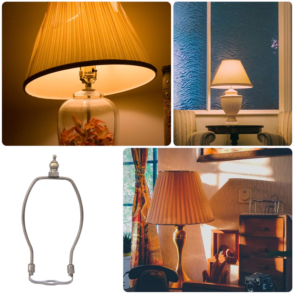 FRCOLOR 7 Inch Lamp Shade Harps Holder, DIY Lighting Accessories Horn Frame Lampshade Bracket DIY Lighting Replacement Accessories for Table/Floor Lamps