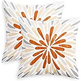 CaliTime Throw Pillow Covers Decorative 18 X 18 Inches Pack of 2 Cozy Fleece Gorgeous Fireworks Cushion Cases for Couch Bed Sofa Farmhouse Decoration Burnt Orange Grey