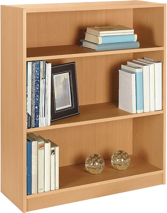 High Quality Beech Effect Small Extra Deep SelfAssembly Bookcase Amazon.co.uk Kitchen & Home