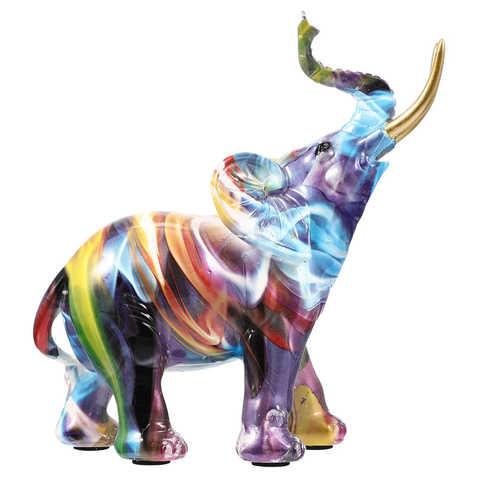 SEWACC Elephant Statue Multicolor Elephant Figurine Resin Wealth Lucky Elephant Sculpture Feng Shui Animal Statue Collectible Ornament for Home Office Decoration