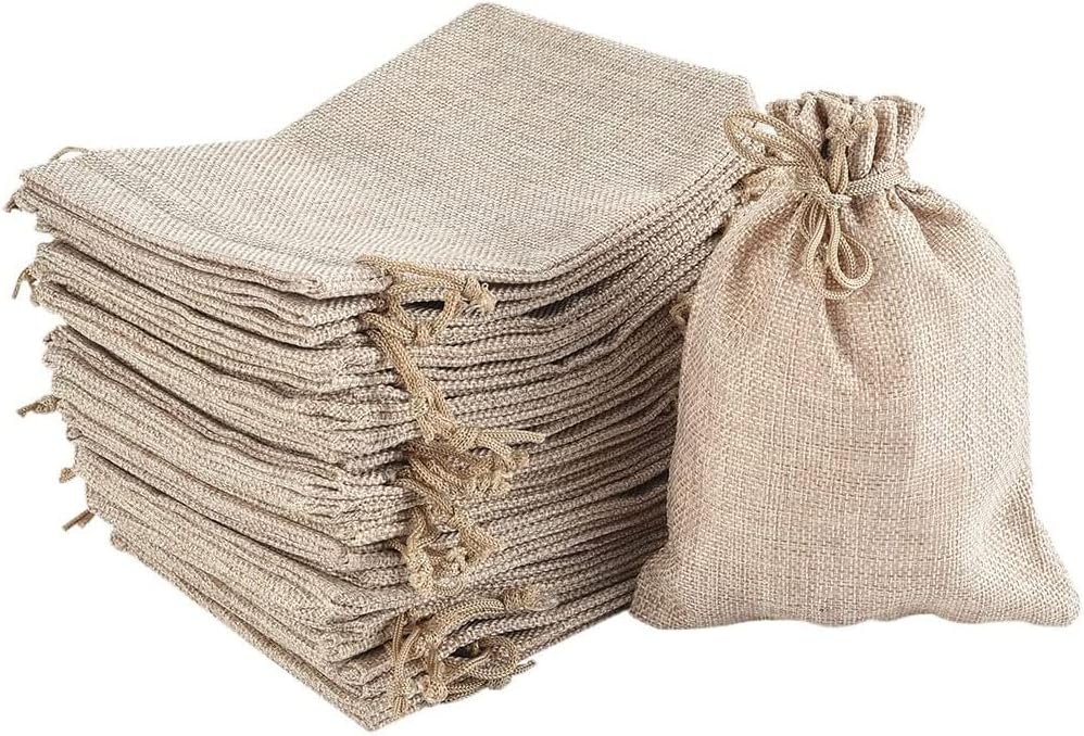 Irich 30 Pack Small Hessian Bags Drawstring 13x18 cm Biodegradable