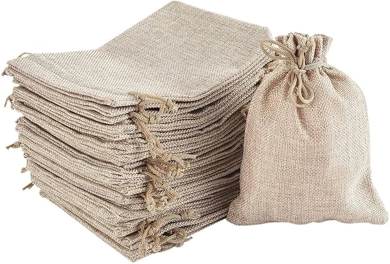 Irich 30 Pack Small Hessian Bags Drawstring 13x18 cm Biodegradable
