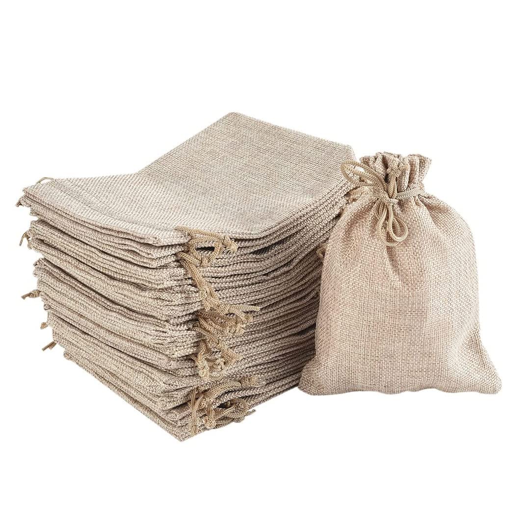 Irich 30 Pack Small Hessian Bags with Drawstring, 13 X 18 CM Biodegradable & Reusable Jute Bag,Fabric Gift Bag Wedding Gift Bags for Wedding Party Jewelry and DIY