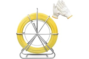 Noliven 6mm x 500ft Duct Rodder, Fiberglass Fish Tape, Fish Tape Cable Puller with Durable Steel Stand, Heavy-Duty Wire Running Rod for Conduit & Electrical Installations