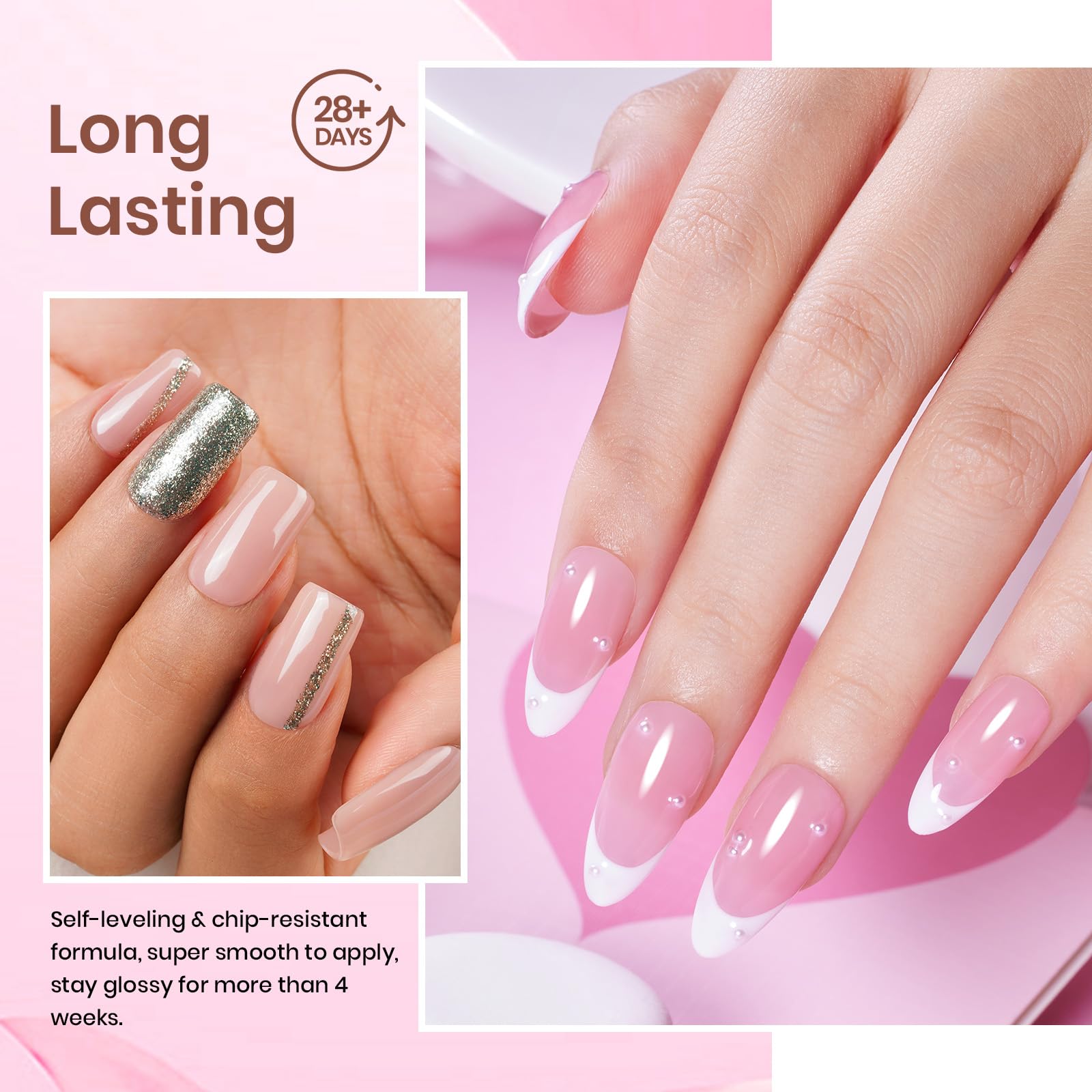 Beetles Jelly Gel Nail Polish Set, 6 Colors Milky White Nude Pink Sheer Brown Gel Polish Kit Nail Concealer Translucent Effect Soak Off Uv French Nail Art Gift for Women Ultimate Monochrome Collection - Image 6