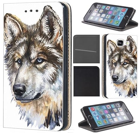 CoverFix Premium Hülle für Huawei P9 Lite Flip Cover Schutzhülle Kunstleder Flip Case Motiv (1458 Wolf Hund Abstract)