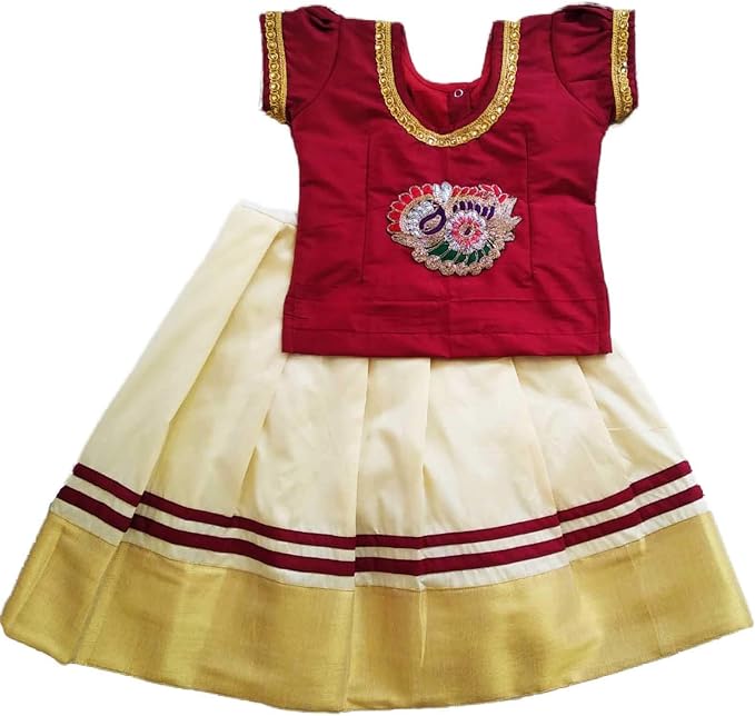 white pattu pavadai for women