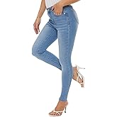LICTZNEE Womens Skinny Jeans Mid Rise, Stretch Denim Jean Slim Fit Leg Elastic Waist Pants with Pockets