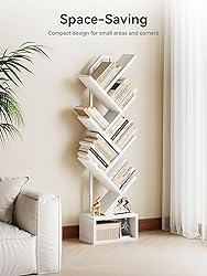 Casaottima 6-Tier Tree Bookshelf for Corner & Small