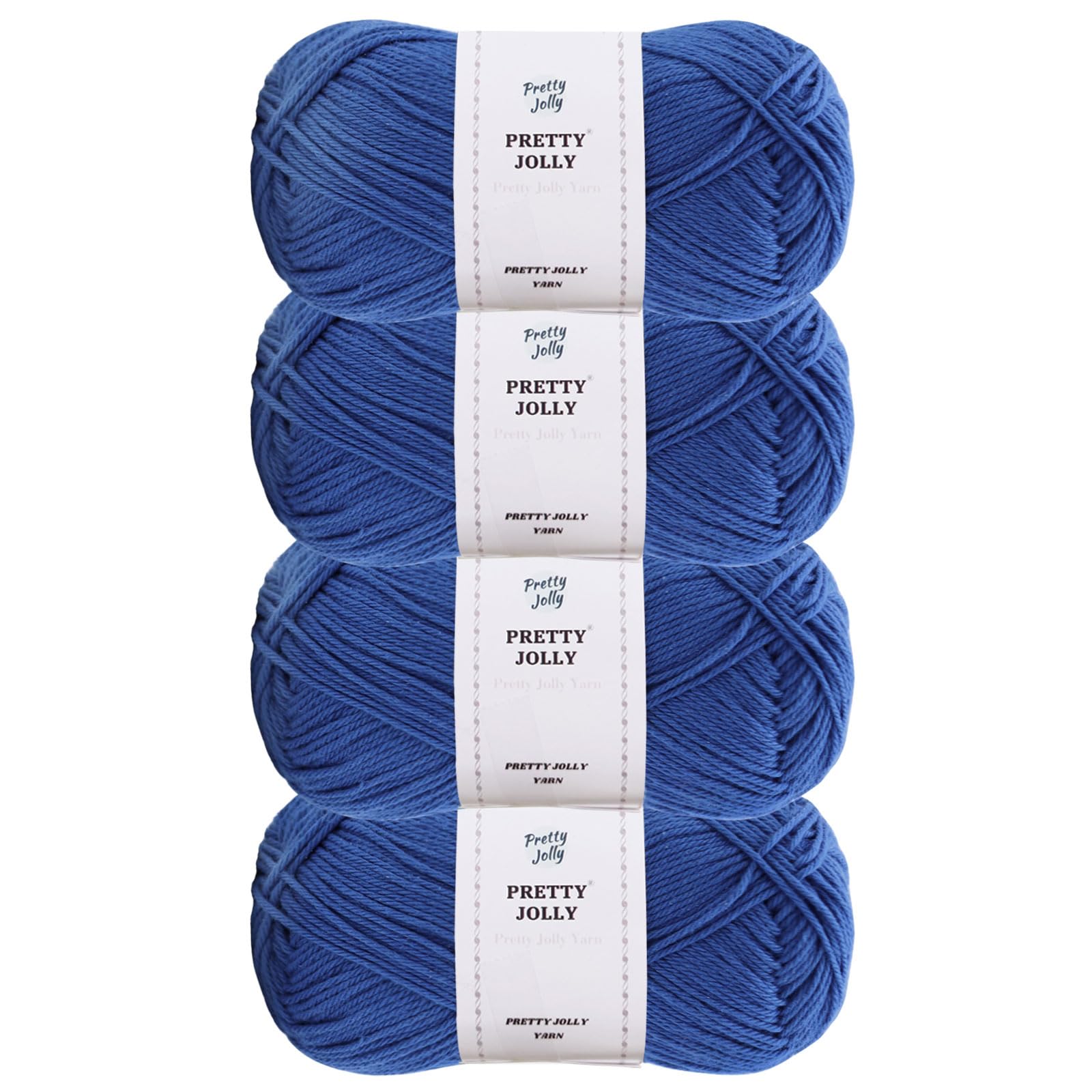 Pretty Jolly 4 Skeins Soft Baby Yarn, 100% Cotton, Crochet & Knitting, 4 Ply, Fingering Weight, Blanket Yarn for DIY Craft Total Length 4×160m/4×50g (Dark Blue) — image 1