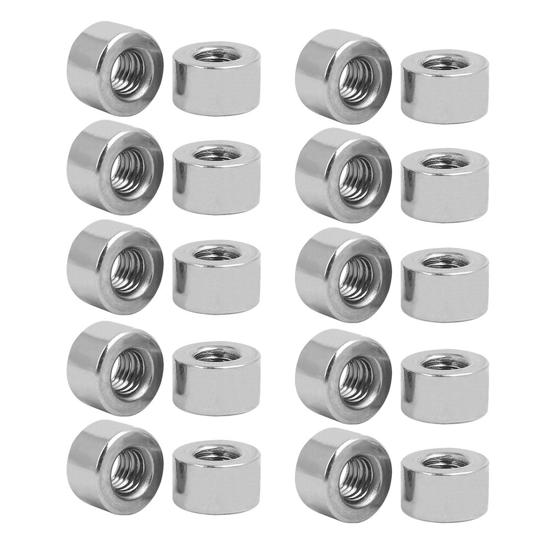 Sourcingmap M5 Round Connector Nuts, 304 Stainless Steel Coupling Nut 6.0mm/0.23inch Length,Pack of 20
