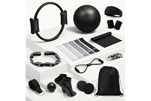 NIRAVEL 18 Pcs Pilates Ring Set for Full-Body Workout Equipment for Home, Pilates Ball, Resistance Bands, Sliding Disks, Yoga