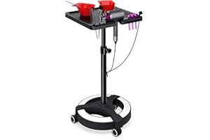 DEER BEAUTY Salon Tray - Metal Instrument Trolley for Hairdressers Stylists Tattoo Artists with 2 Magnetic Color Bowls Smooth Rolling Service Cart for Professional Salon Home Use