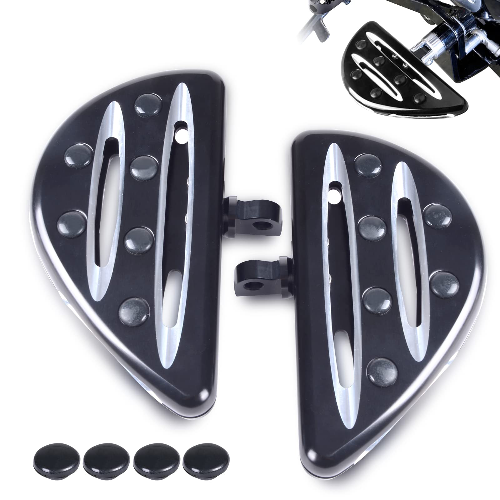 Photo 1 of Goldfire 1 Pair Motorcycle Foot Pegs CNC Cut Front & Rear Foot Pegs Foot Rests Compatibility For Dyna Sportster FLFB FLSTF Iron 883 Softail Street Glide(Black Passenger Floorboards)