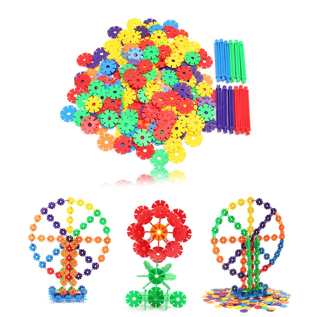 FUNTOK Brain Flakes 272 Pieces Interlocking Plastic Discs Snowflake
