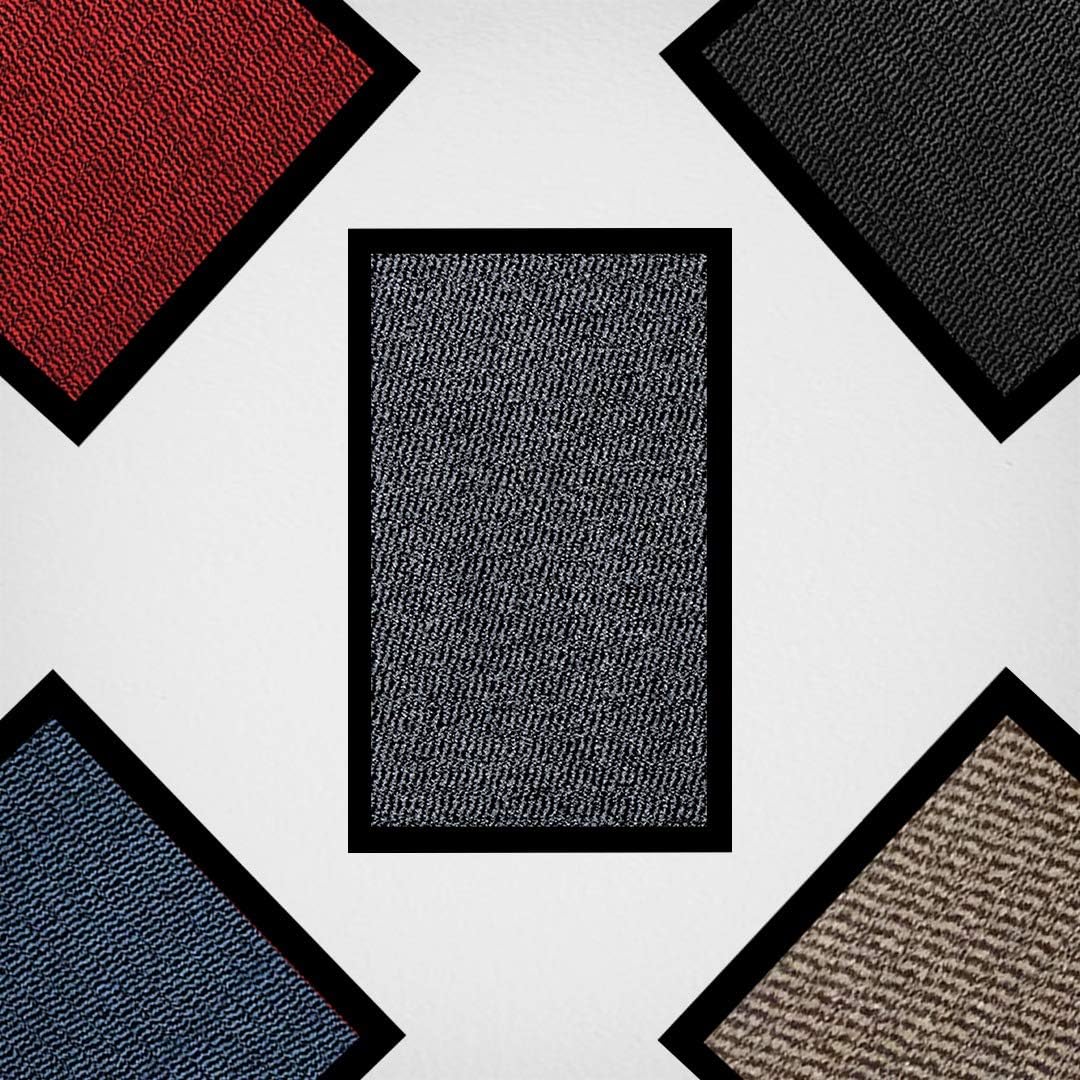 JKZ RUG AND DOORMATS Door Mat Heavy Duty Non Slip Outdoor Indoor Door Mat Rubber Door Floor Mats Kitchen Mats Dirt Trapper Barrier Mats Washable Entrance Mats (Grey