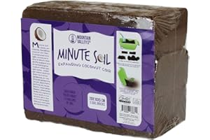 MOUNTAIN VALLEY SEED COMPANY Minute Soil - Compressed Coco Coir Fiber Grow Medium - 3 Bricks = 4.5 Gallons of Potting Soil - Seed Starting, Gardening, House Plants, Flowers, Microgreens, Wheatgrass - Add Water - Peat Free - OMRI