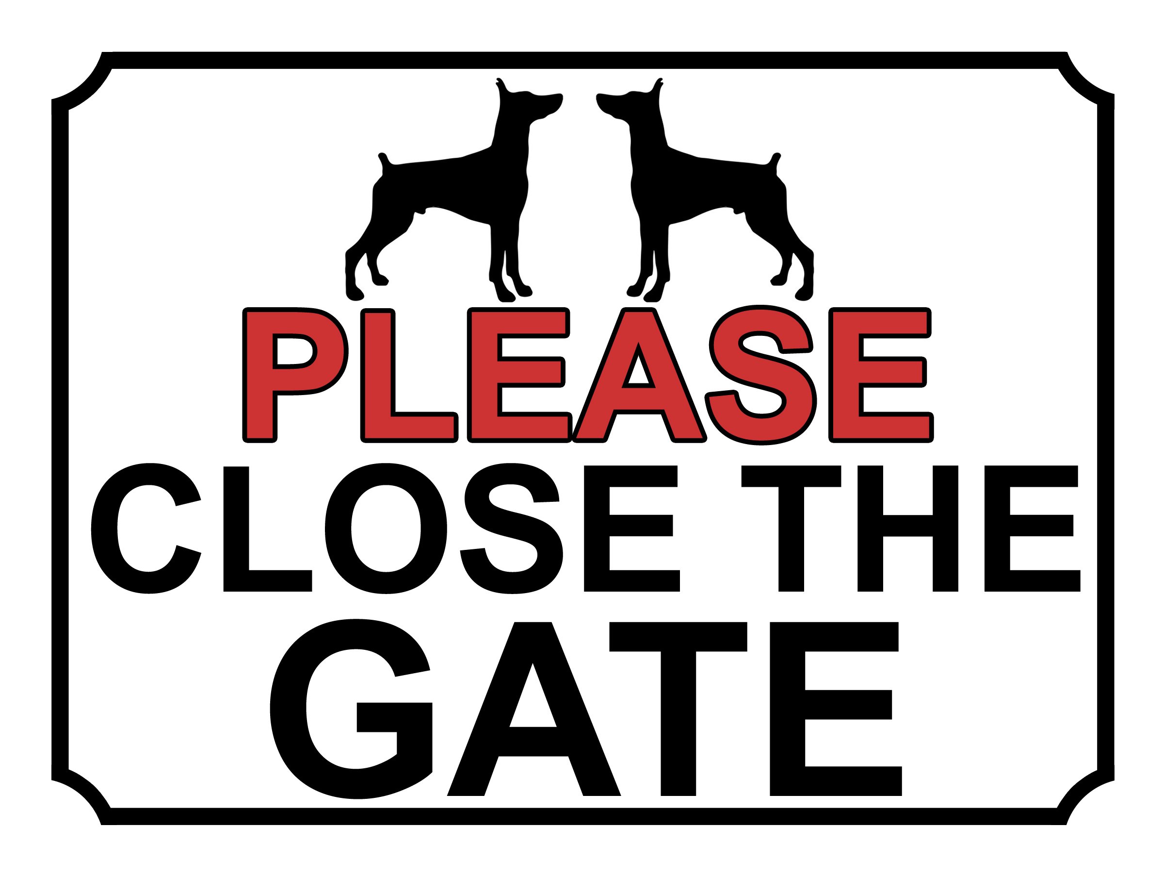 SHAWPRINT PLEASE CLOSE THE GATE DOG THEME METAL SIGN 200MM X 150MM (455H1)
