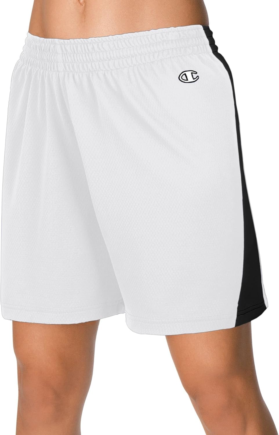 Champion Double Dry Women's Basketball Shorts, 2XL-White/Black: Clothing