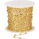 16.5FT Gold Satellite Chain Roll, 2MM 18K Gold Plated Brass Link Chains Spool Bulk for DIY Jewelry Making