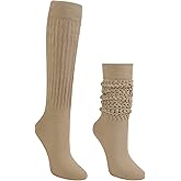 Auranso Slouch Socks Women Cotton Scrunch Knee High Long Knit Boot Socks 6-11