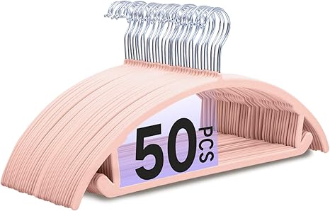 Amazon Com Premium Velvet Hangers No Shoulder Bumps Suit Hangers With Chrome Hooks Non Slip Space Saving Clothes Hangers Pack Of 50 Heavyduty Rounded Hangers For Sweaters Coat Jackets Pants Shirts Dresses Kitchen Dining