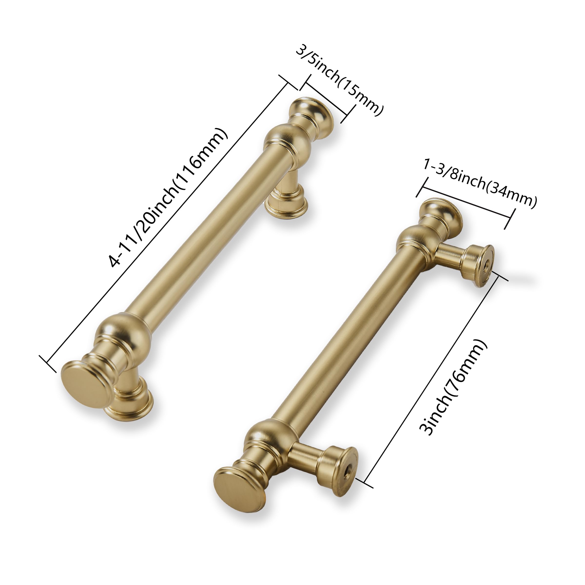 Condition photo showing As Is for khtumeware 10 pack 3inch(76mm) hole center brushed brass cabinet pulls solid heavy duty pull cabinet