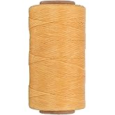 PATIKIL 284 Yard Flat Waxed Thread 150D 1mm Leather Sewing Cord for Repairing Shoes Bags Wallets Jewelry Making DIY Leather Craft, Khaki