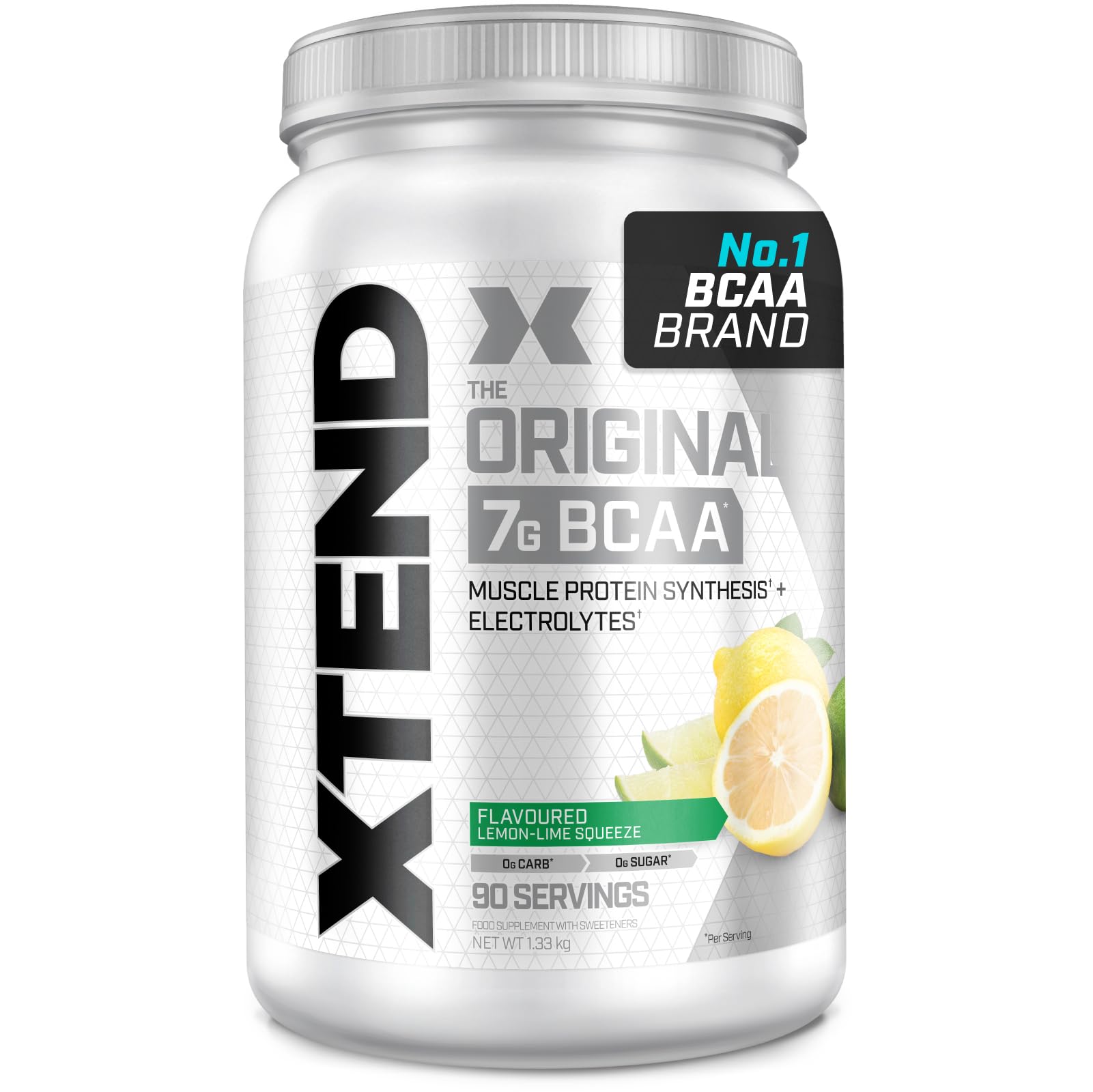 XTEND Original BCAA Powder Lemon Lime Squeeze 90 Servings | 7g BCAAs Per Serving | Sugar Free Branched Chain Amino Acids and Electrolytes Powder for Post Workout Muscle Recovery and Hydration