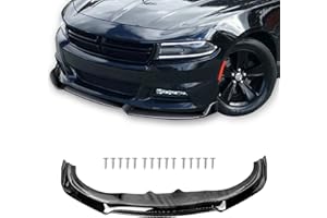 KKoneAuto Front Bumper Lip Compatible with 2015-2018 Charger Base Trim Only & 2019-2023 Charger SXT Trim Only 3-Pieces Front Bumper Lip Spoiler Air Chin Body Kit Splitter, Carbon Fiber Style