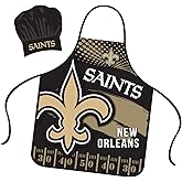 Mojo Licensing New Orleans Saints Apron Chef Hat Set Full Color Universal Size Tie Back Grilling Tailgate BBQ Cooking Host