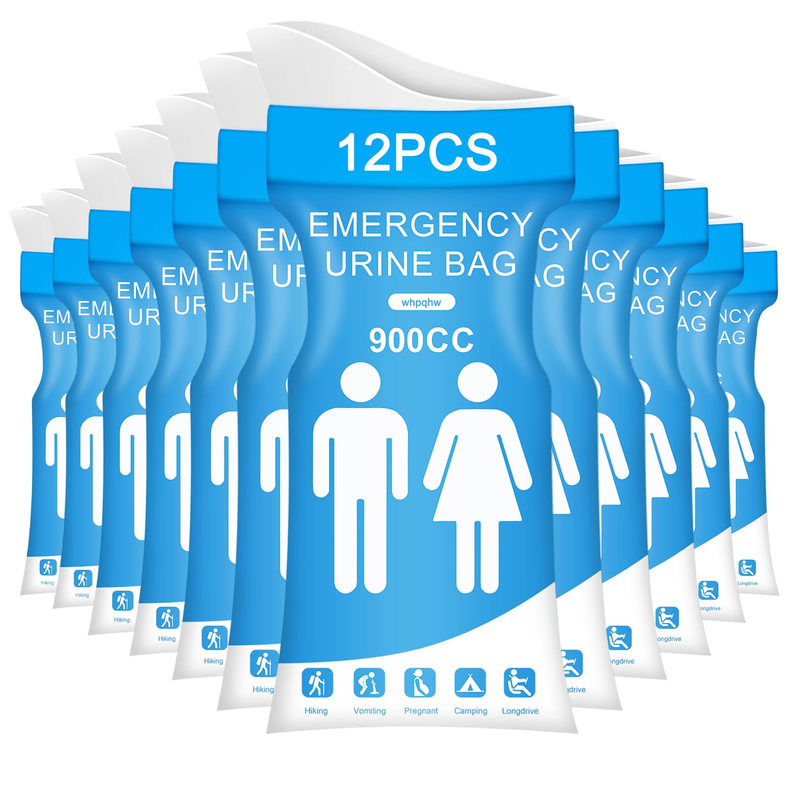 Photo 1 of whpqhw 12 PCS Disposable Urine Bags,900ML Pee Bags for Travel for Women and Men, Portable Emergency Urine Bag with Leakproof Seal for Road Trips, Camping, Hiking, Traffic Jams,Pregnant, Patients