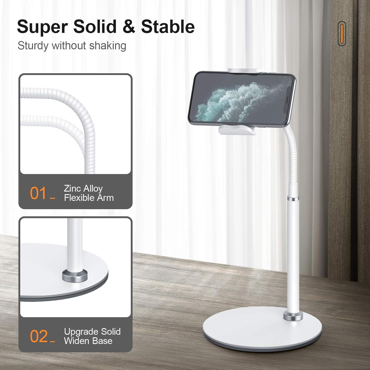 Cell Phone Stand, 360° Angle Height Adjustable Phone Holder for Desk Flexible Desktop Mount for iPhone 14, 13 12 11 Pro Mini - Image 4