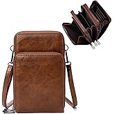 myfriday Small Leather Crossbody Bag for Women with Guitar Strap Mini Crossover Bags & Shoulder Purses with 2 Card Slots