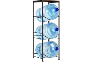 MOOACE 3-Tier Water Jug Rack, 5 Gallon Water Bottle Holder Organizer with Top Shelf, Rustic Brown