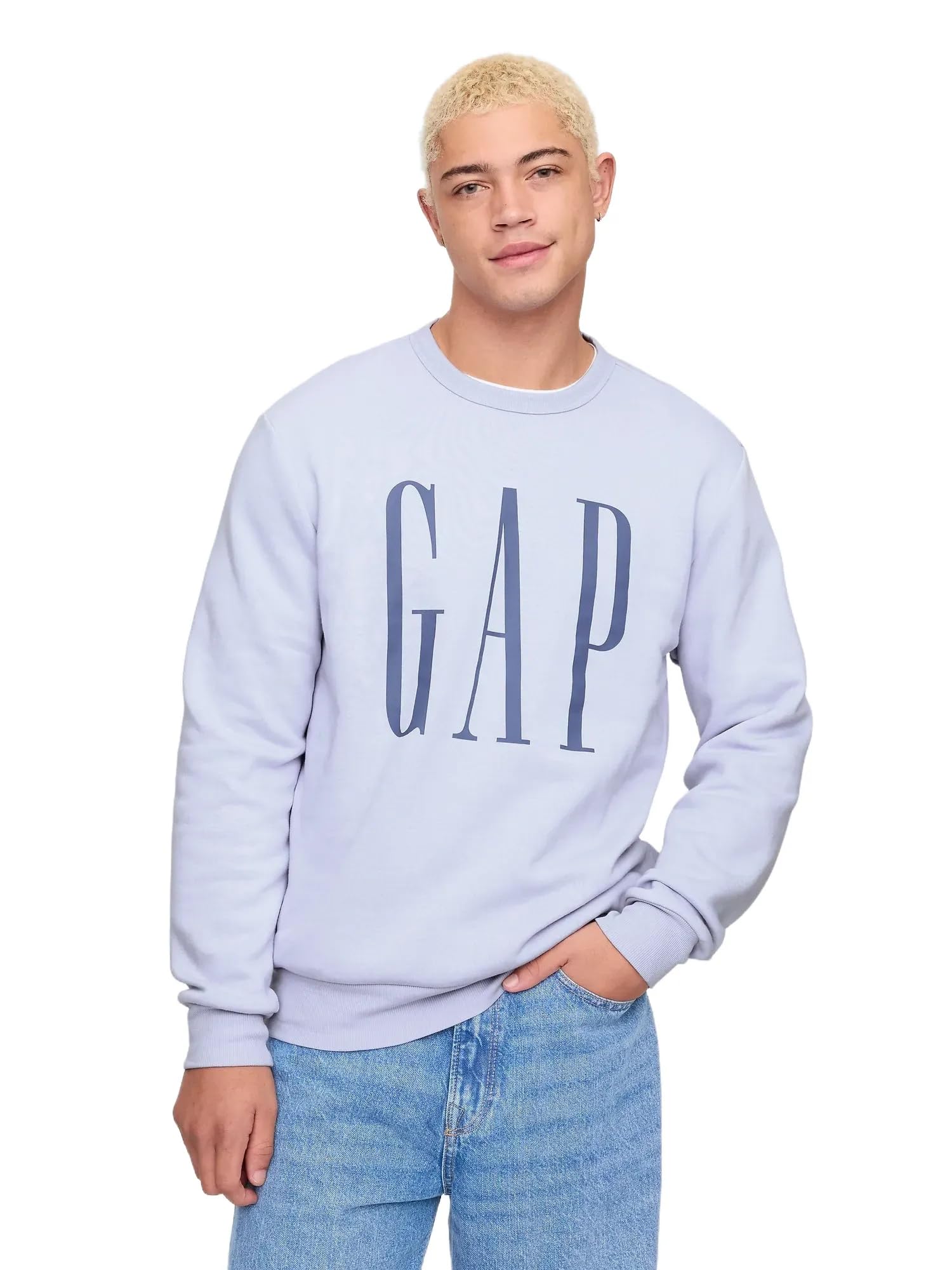 GAP mens Logo Fleece Crew Sweatshirt Jet Stream Blue 337 S Image
