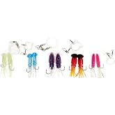 Ling Cod Squid Rigs 4'' Bulb Squids &amp; Hooks 7/0, Multi Colors, 10 Pcs | Pink Glitter, Red-White with Orange skirt,Purple, Blue Glitter, Glow/White, Multi-Hook Saltwater Bottom Fishing