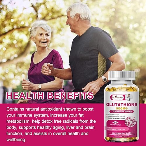 l-theanine and glutathione High Strength Liposomal Glutathione Capsules -1000mg Active Reduced Form  Glutathione with L-Glutamine 300mg Enhanced Absorption - Antioxidant, Detox  & Cleanse, Immune Health Support-120 caps in Kenya