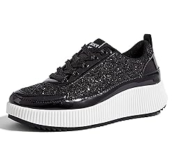 LUCKY STEP Women's Platform Sneakers Rhinestone
