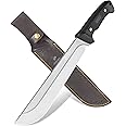NedFoss 16" Survival Machete with Sheath, D2 Steel 0.22" Thick Full Tang Blade Machete Knife with Flat Grinding, Machete for Cutting Trees, for Yard Work, Clearing Brush with TPE Handle