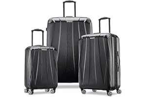 Samsonite Centric 2 Expandable Hardside Luggage Set with Dual Spinner Wheels, Black, 3-Piece Set (Carry on/Medium/Large), Cen