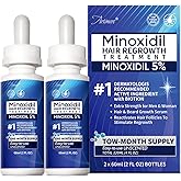 5% Minoxidil Hair Growth Serum for Men & Women with Biotin: Minoxidil for Men and Women, 5 Percent, Hair Regrowth Treatment, Extra Strength, 4 Fluid Ounces (2 Bottles)