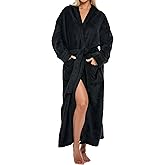 Alexander Del Rossa Plush Fleece Robe for Women, Long Hooded Bathrobe with Hood, Plus Size