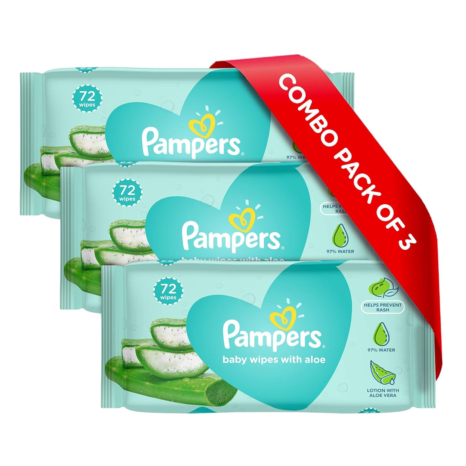 Pampers Baby Gentle Wet Wipes with Aloe Vera, 72 + 144 Wipes