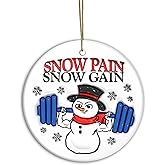 Exercise & Fitness Ornaments 2024 | Snow Pain Snow Gain, Snowman 3D Weight Lifting Christmas Ornament, Gym Weights Exercise Sport, Gym Ornament (Snowman)