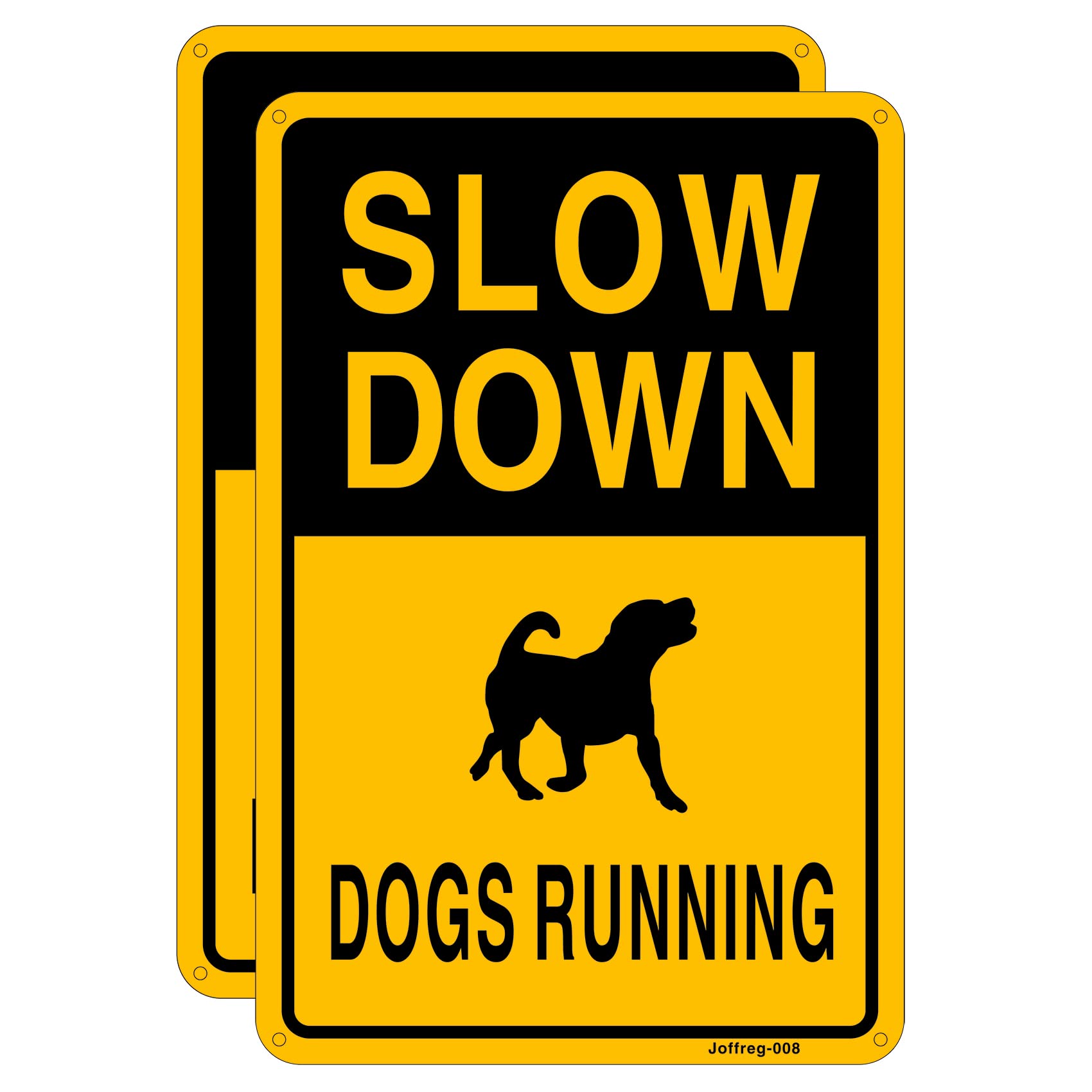 Slow Down Dogs Running Sign,20 x 30 cm,Reflective Aluminum,UV Printed,Weather Resistant,Waterproof,Durable Ink,Easy to Mount,Indoor Or Outdoor Use,2 Pack