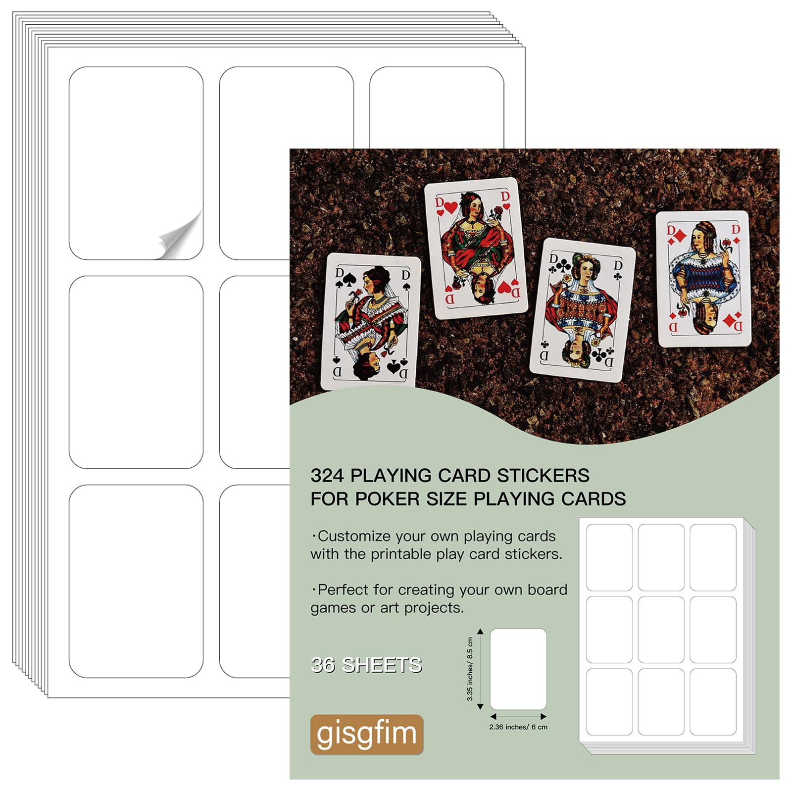 gisgfim 324 Blank Stickers for Playing Cards, Print Your Own Premium ...